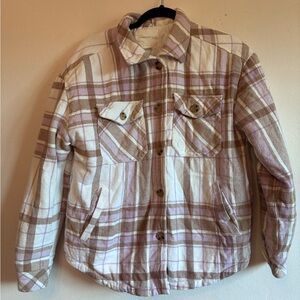 Aeropostale Plaid Jacket in Cream and Brown